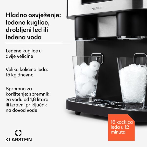 Klarstein Eiszeit Crush, ledomat, 2 veličine, drobljeni led, srebrni