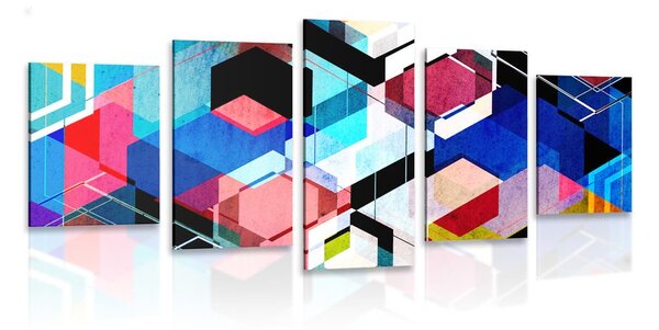 5-dijelna slika apstraktna geometrija