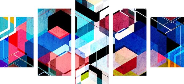 5-dijelna slika apstraktna geometrija