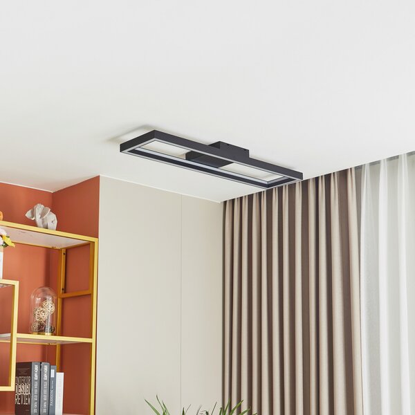 Lucande Smart LED stropna svjetiljka Tjado, 100 cm, crna, RGBW, prigušiva, Crno, Dnevni boravak/blagovaonica, Metal