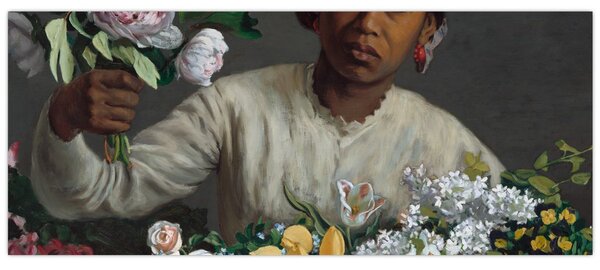 Slika - Frédéric Bazille, Young Woman with Peonies, reprodukcije (120x50 cm)