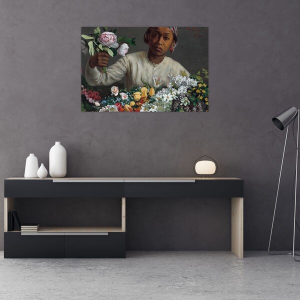 Slika - Frédéric Bazille, Young Woman with Peonies, reprodukcije (90x60 cm)