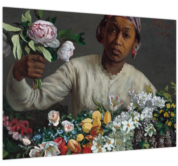 Slika - Frédéric Bazille, Young Woman with Peonies, reprodukcije (70x50 cm)