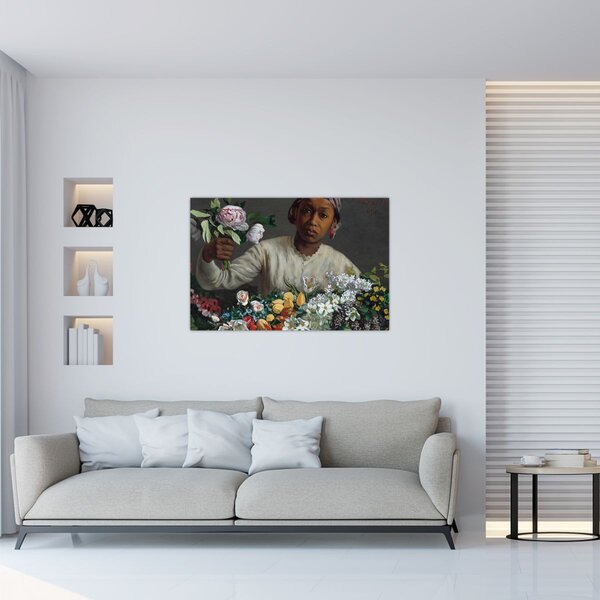 Slika - Frédéric Bazille, Young Woman with Peonies, reprodukcije (90x60 cm)