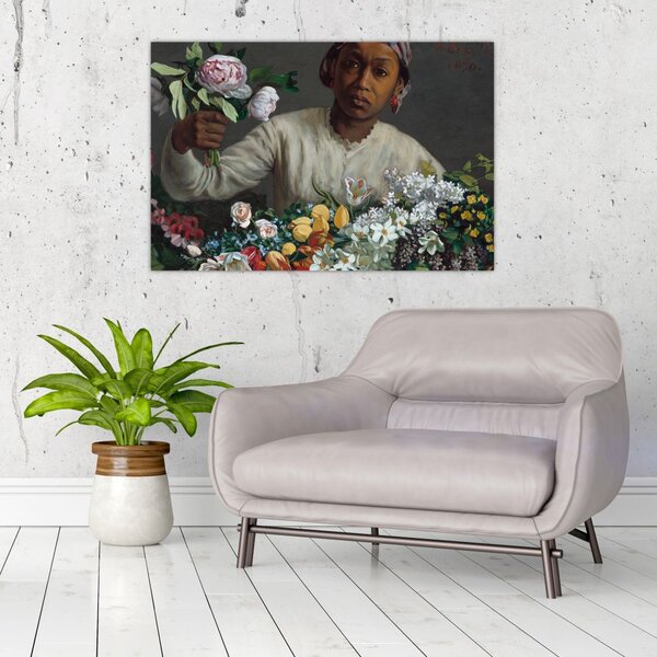 Slika - Frédéric Bazille, Young Woman with Peonies, reprodukcije (90x60 cm)