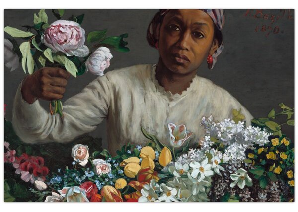 Slika - Frédéric Bazille, Young Woman with Peonies, reprodukcije (90x60 cm)
