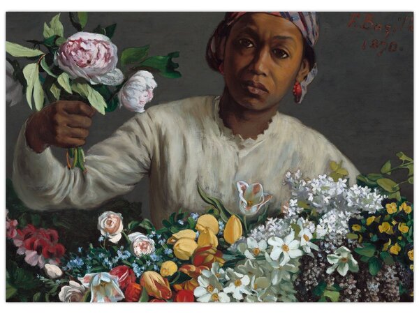 Slika - Frédéric Bazille, Young Woman with Peonies, reprodukcije (70x50 cm)