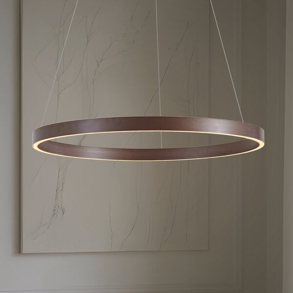 Lucande Yonam LED viseća svjetiljka, Ø 80 cm, 1 žarulja, smeđa, CCT, prigušiva, Smeđa / hrđa, Dnevni boravak/blagovaonica, Metal