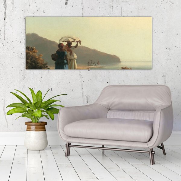 Slika - Camille Pissarro, Two Women Chatting by the Sea, St. Thomas, reprodukcije (120x50 cm)