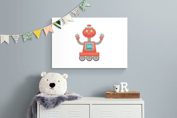 Slika s motivom robota u crvenoj boji