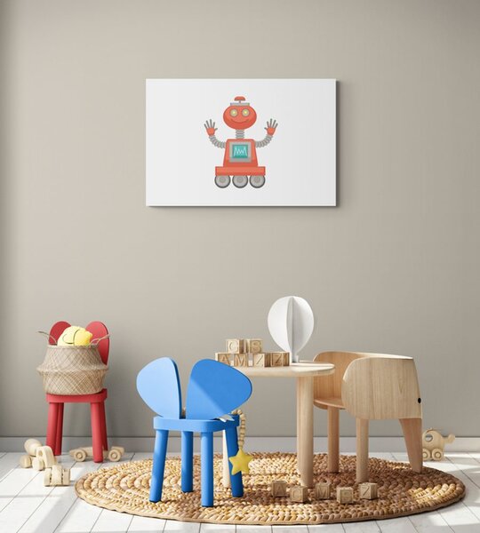 Slika s motivom robota u crvenoj boji