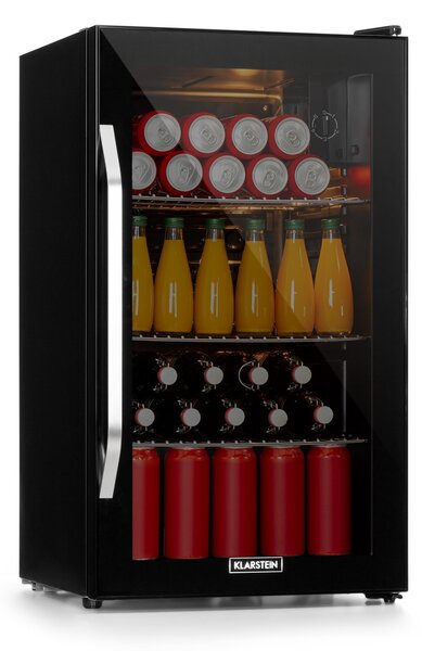Klarstein Beersafe XXL Onyx, hladnjak, E, 3 metalne rešetkaste police, staklena vrata, onyx