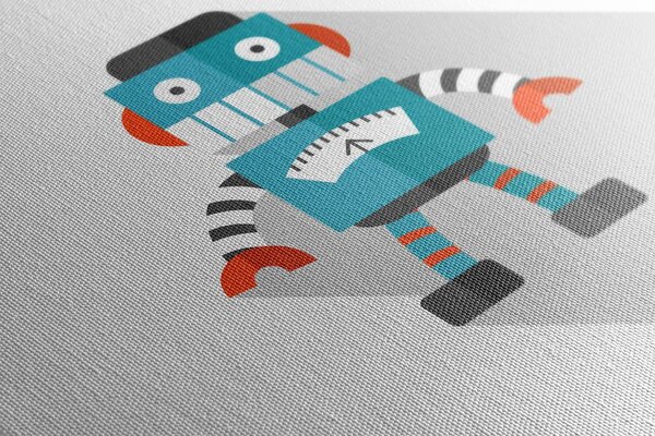Slika plavi robot na bijeloj pozadini