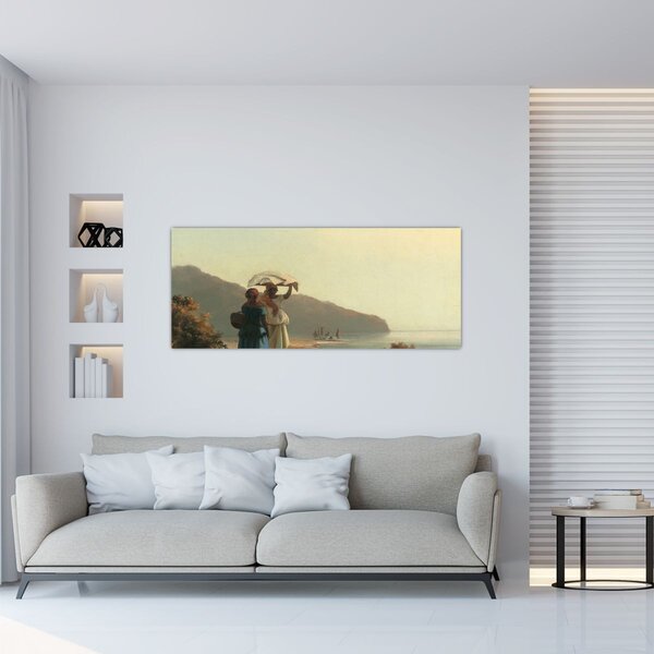 Slika - Camille Pissarro, Two Women Chatting by the Sea, St. Thomas, reprodukcije (120x50 cm)