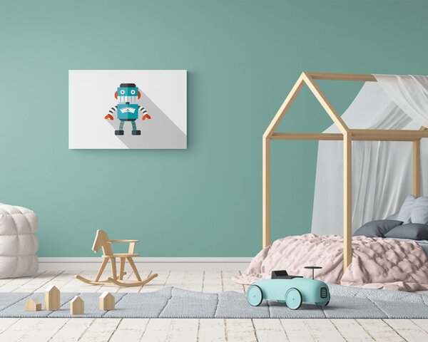 Slika plavi robot na bijeloj pozadini