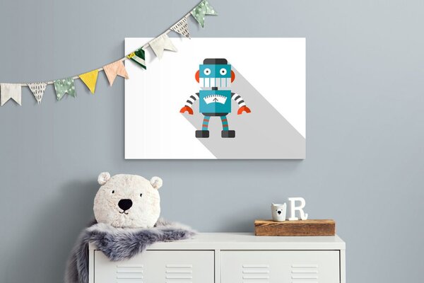 Slika plavi robot na bijeloj pozadini
