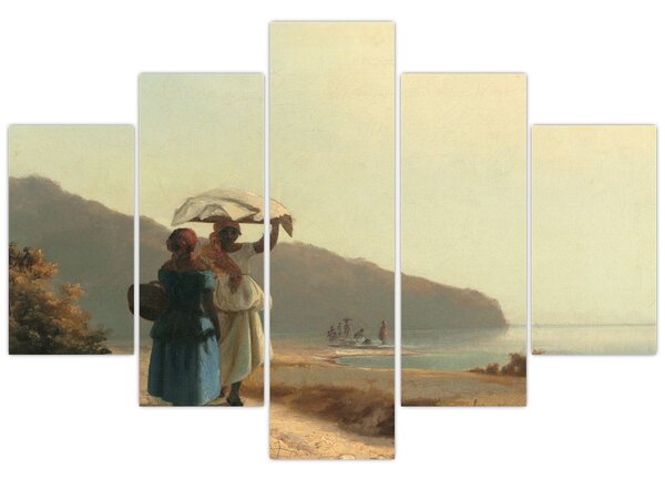 Slika - Camille Pissarro, Two Women Chatting by the Sea, St. Thomas, reprodukcije (150x105 cm)