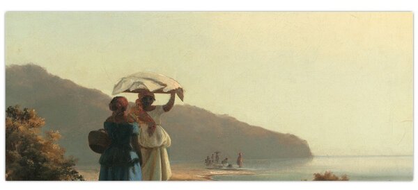 Slika - Camille Pissarro, Two Women Chatting by the Sea, St. Thomas, reprodukcije (120x50 cm)