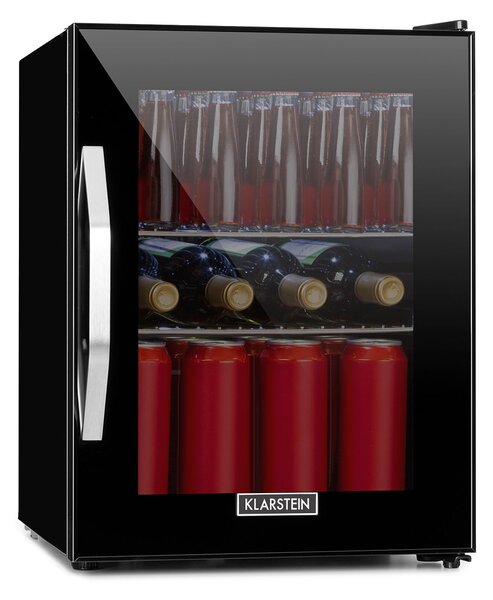 Klarstein Beersafe M Onyx, hladnjak, C, LED, 2 metalne rešetkaste police, staklena vrata, onyx