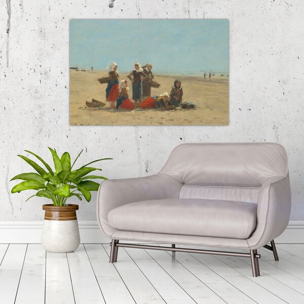 Slika - Eugène Boudin, Women on the Beach at Berck, reprodukcije (90x60 cm)