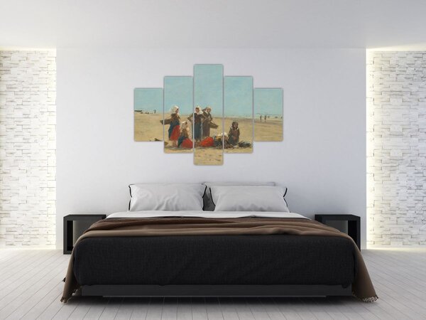 Slika - Eugène Boudin, Women on the Beach at Berck, reprodukcije (150x105 cm)