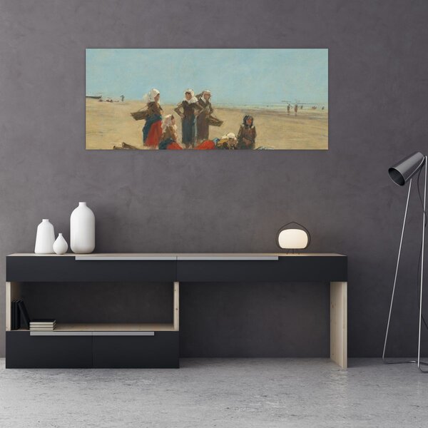 Slika - Eugène Boudin, Women on the Beach at Berck, reprodukcije (120x50 cm)