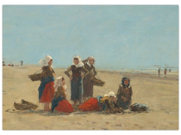 Slika - Eugène Boudin, Women on the Beach at Berck, reprodukcije (70x50 cm)