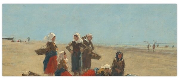 Slika - Eugène Boudin, Women on the Beach at Berck, reprodukcije (120x50 cm)