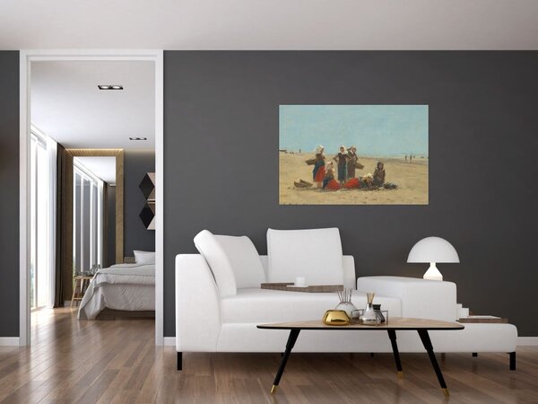 Slika - Eugène Boudin, Women on the Beach at Berck, reprodukcije (90x60 cm)