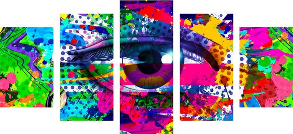 5-dijelna slika ljudsko oko u pop-art stilu