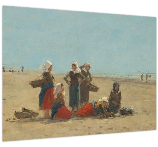 Slika - Eugène Boudin, Women on the Beach at Berck, reprodukcije (70x50 cm)
