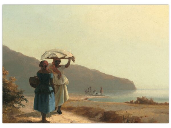 Slika - Camille Pissarro, Two Women Chatting by the Sea, St. Thomas, reprodukcije (70x50 cm)