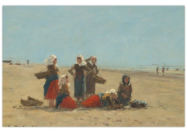 Slika - Eugène Boudin, Women on the Beach at Berck, reprodukcije (90x60 cm)