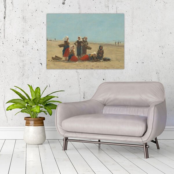 Slika - Eugène Boudin, Women on the Beach at Berck, reprodukcije (70x50 cm)