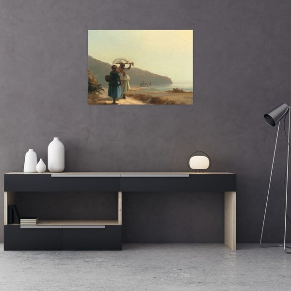 Slika - Camille Pissarro, Two Women Chatting by the Sea, St. Thomas, reprodukcije (70x50 cm)