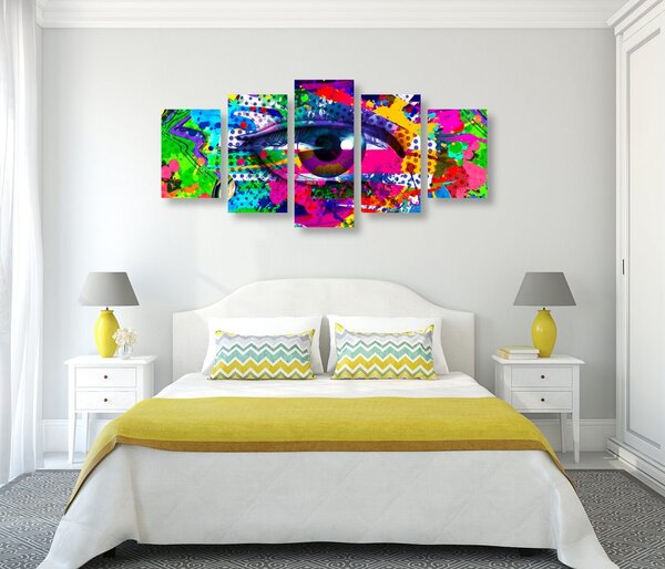 5-dijelna slika ljudsko oko u pop-art stilu