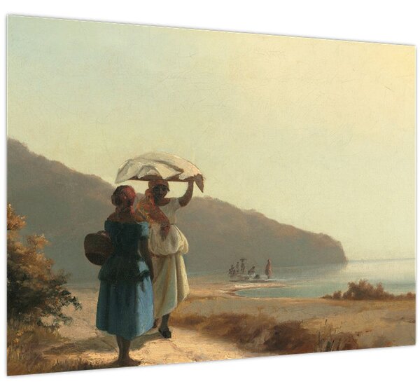 Slika - Camille Pissarro, Two Women Chatting by the Sea, St. Thomas, reprodukcije (70x50 cm)