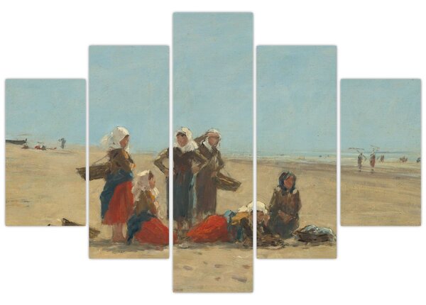 Slika - Eugène Boudin, Women on the Beach at Berck, reprodukcije (150x105 cm)