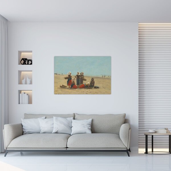Slika - Eugène Boudin, Women on the Beach at Berck, reprodukcije (90x60 cm)