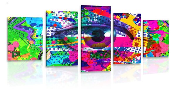 5-dijelna slika ljudsko oko u pop-art stilu