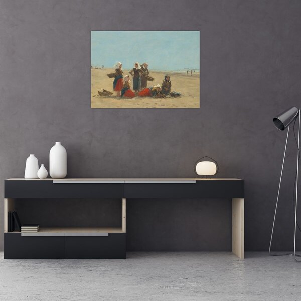 Slika - Eugène Boudin, Women on the Beach at Berck, reprodukcije (70x50 cm)