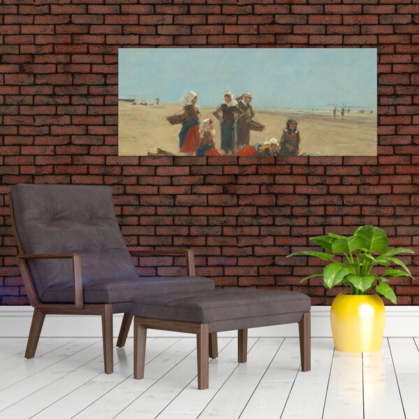 Slika - Eugène Boudin, Women on the Beach at Berck, reprodukcije (120x50 cm)