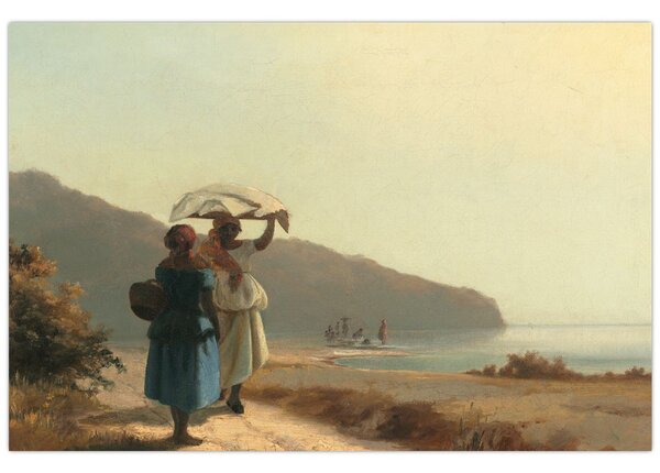 Slika - Camille Pissarro, Two Women Chatting by the Sea, St. Thomas, reprodukcije (90x60 cm)