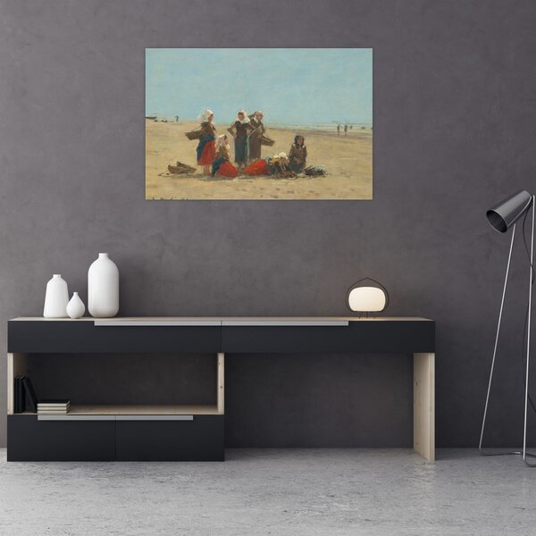 Slika - Eugène Boudin, Women on the Beach at Berck, reprodukcije (90x60 cm)