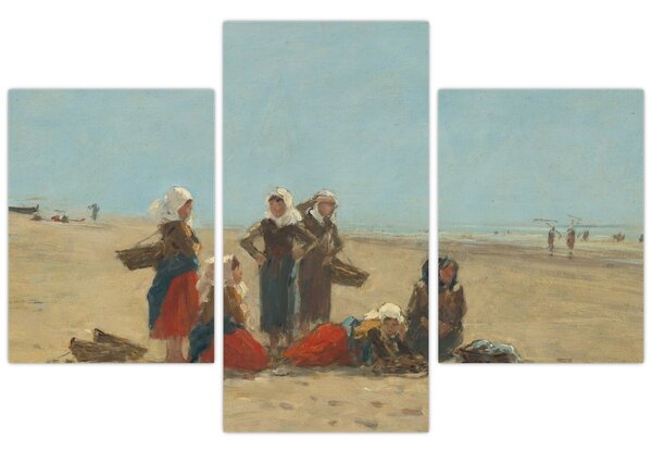 Slika - Eugène Boudin, Women on the Beach at Berck, reprodukcije (90x60 cm)