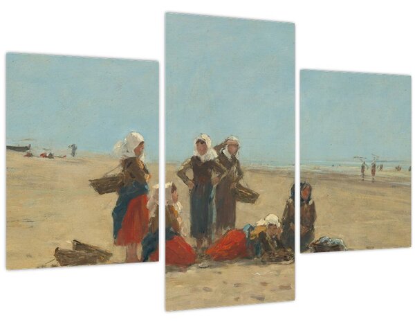 Slika - Eugène Boudin, Women on the Beach at Berck, reprodukcije (90x60 cm)