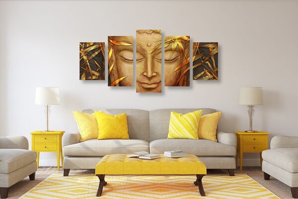 5-dijelna slika Buddha s osmijehom na licu