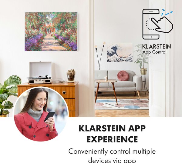 Klarstein Wonderwall Air Art Smart, infracrveni grijač, 80 x 60 cm, 500 W, vrtna staza