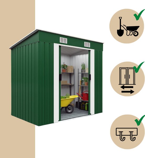 Vrtna kućica za alat L, 196x122x182 cm, zelena Gardebruk