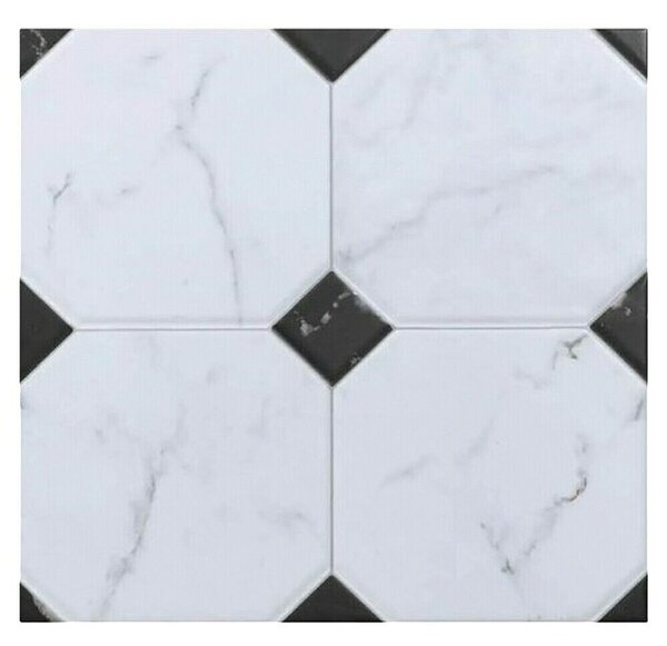 Porculanska pločica (580 x 580 mm, Bijelo - crna, Mat)